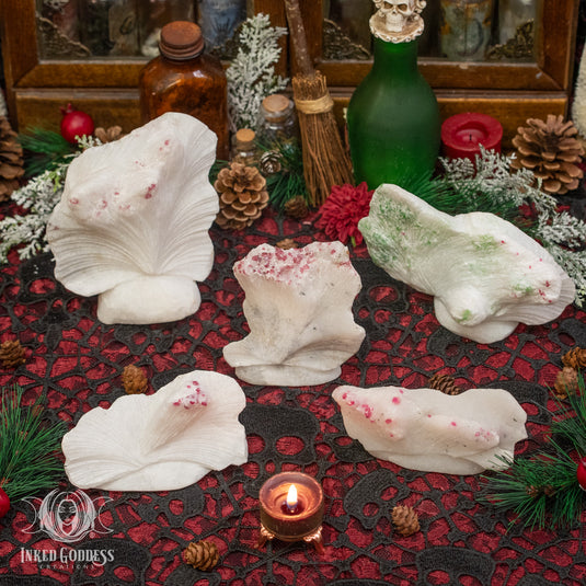 Spinel in Marble Carved Fan Shape for Mental Clarity