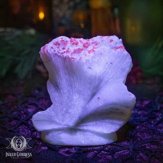 Spinel in Marble Carved Fan Shape for Mental Clarity