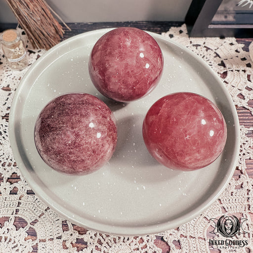 Strawberry Quartz Sphere for Strawberry Full Moon Magick- Inked Goddess Creations