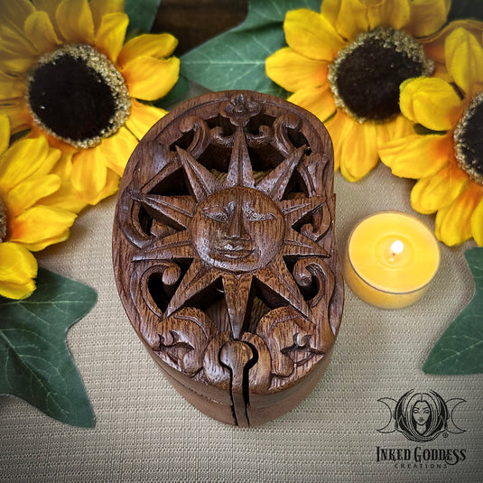 Sun Wooden Puzzle Box for Divine Masculine Solar Magick