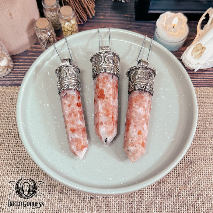 Sunstone Point Tibetan Necklace for Summer Energy