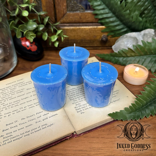 Throat Chakra Votive Candle - Pack of 3 - for Psychic Development
