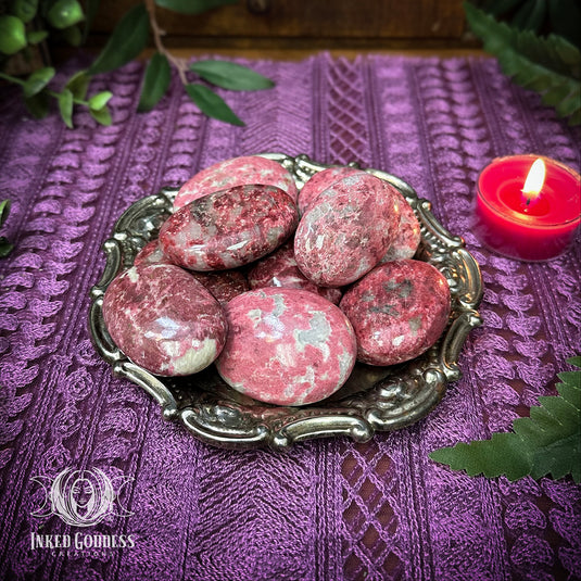Thulite Palmstone for Shadow Work & Anxiety Relief