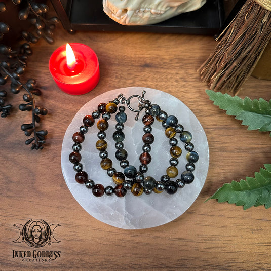 Tiger's Eye Trio Bracelet - Handmade by Colin, One-of-a-Kind