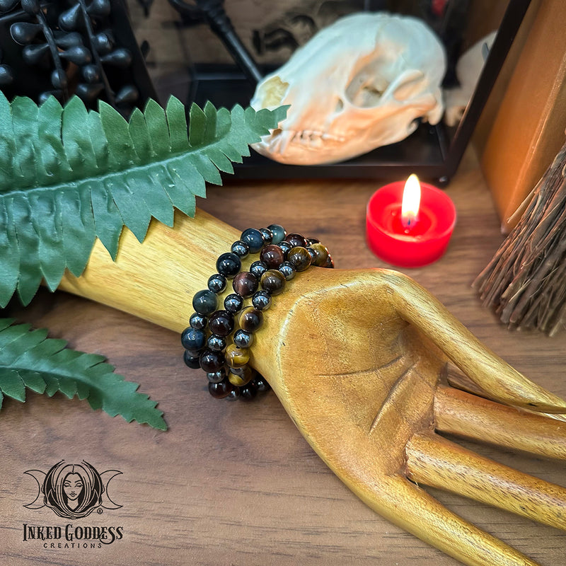 Load image into Gallery viewer, Tiger's Eye Trio Bracelet - Handmade by Colin, One-of-a-Kind
