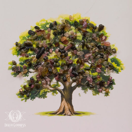 Tourmaline Tree of Life Framed Art for Protection and Growth