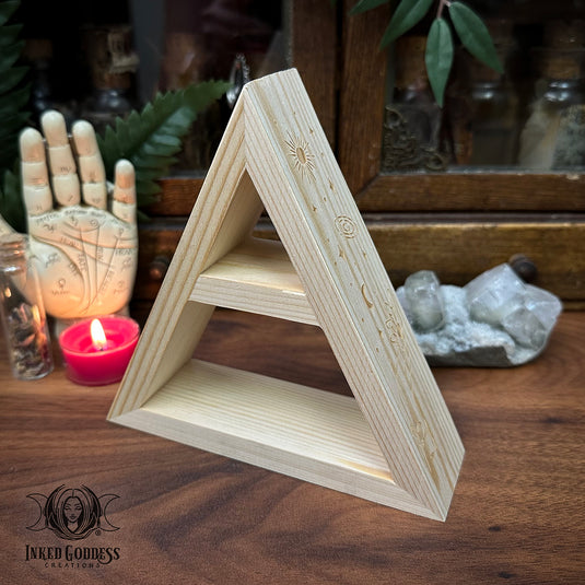 Witchy Triangle Mini Wooden Shelf for Your Go-To Spell Supplies