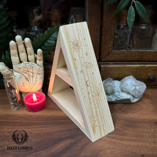 Witchy Triangle Mini Wooden Shelf for Your Go-To Spell Supplies