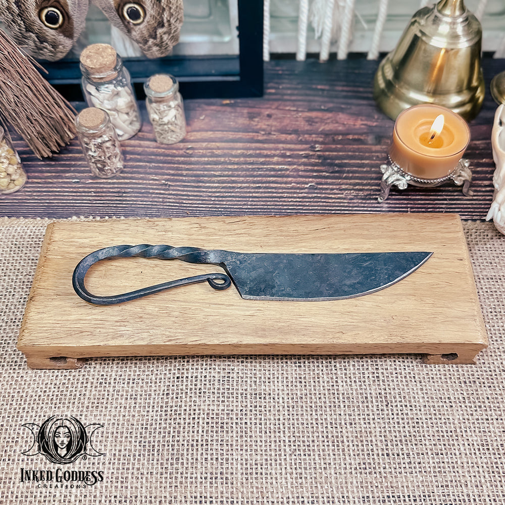 Twisted Iron Forged Ritual Knife for Magickal Work
