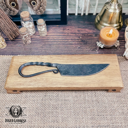 Twisted Iron Forged Ritual Knife for Magickal Work