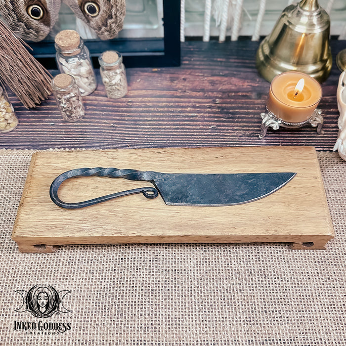 Twisted Iron Forged Ritual Knife for Magickal Work