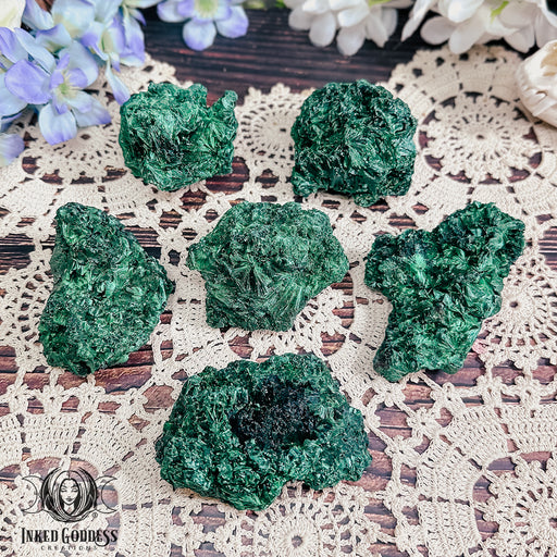 Velvet Malachite Raw Piece for Energy Flow- Inked Goddess Creations