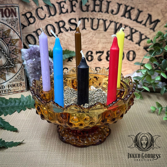 Vintage 6 Candle Holder Altar Set- OOAK for Elemental Magick