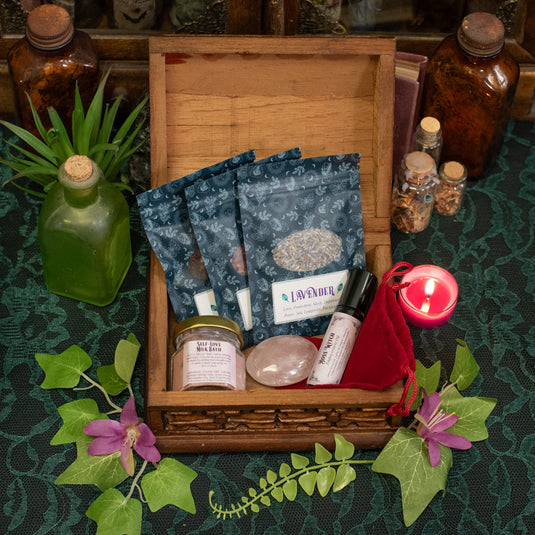 Vintage Carved Rose Wooden Box Witchy Self-Care Kit - One of a Kind