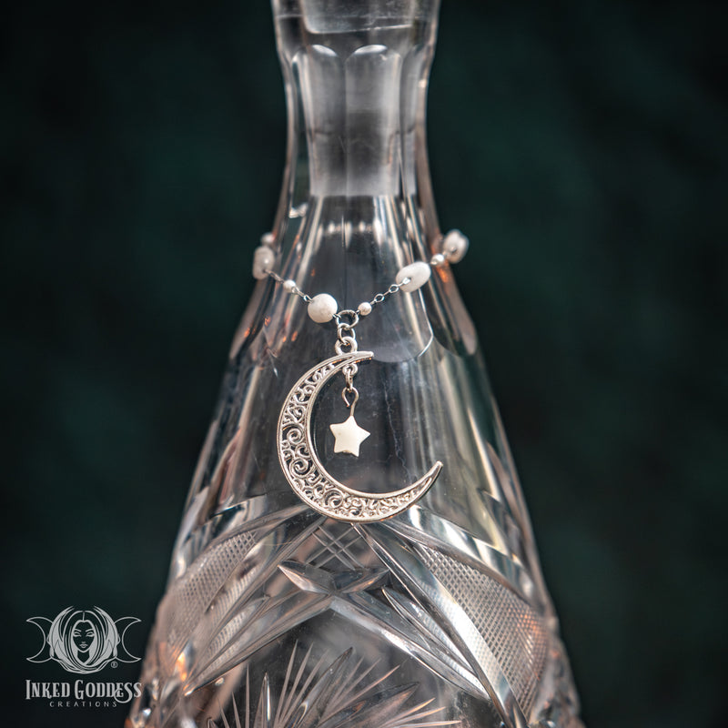 Load image into Gallery viewer, Vintage Moon Water Bottle- Etched for Cottagecore Vibes
