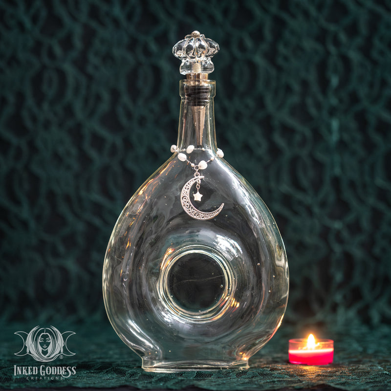 Load image into Gallery viewer, Vintage Moon Water Bottle- Round Bottom for Potion Making
