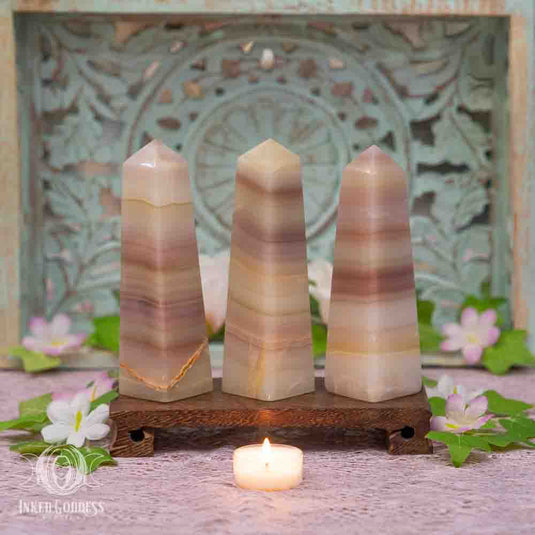 Watermelon Calcite Tower for Clearing Out Stuck Emotions