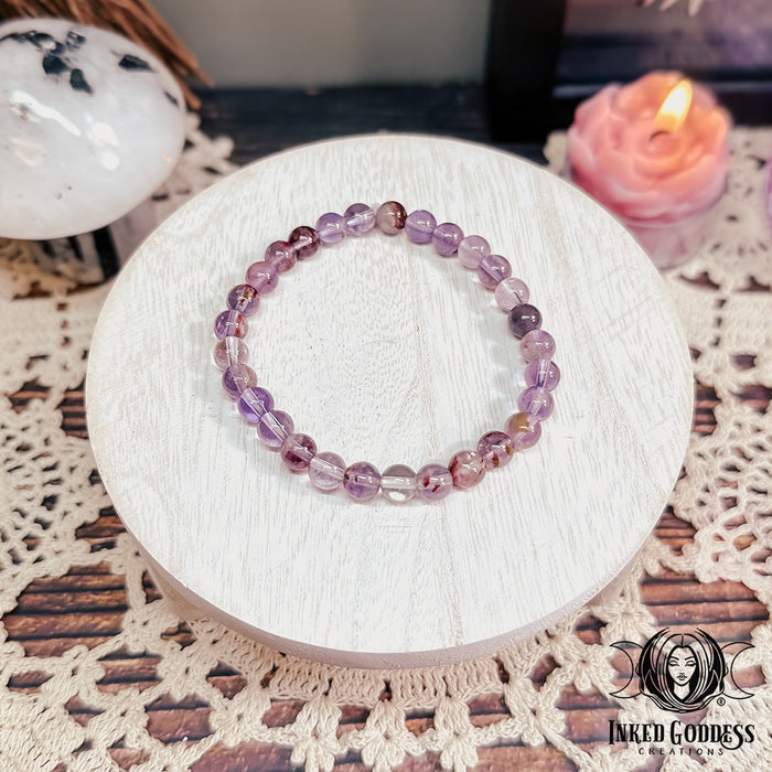 Phantom Amethyst Gemstone Bracelet for Spiritual and Magickal Growth- Inked Goddess Creations