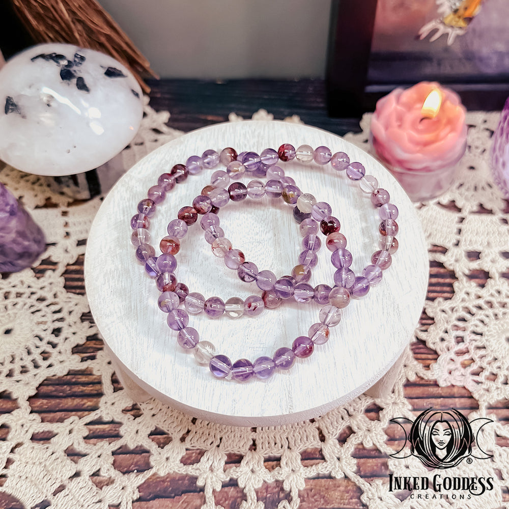 Phantom Amethyst Gemstone Bracelet for Spiritual and Magickal Growth- Inked Goddess Creations