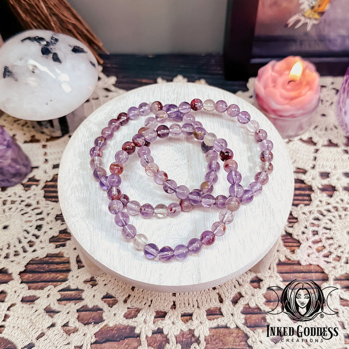 Phantom Amethyst Gemstone Bracelet for Spiritual and Magickal Growth- Inked Goddess Creations