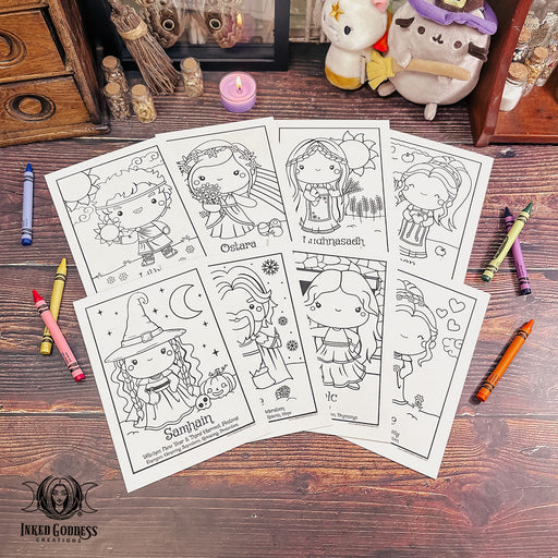 Sabbat Altar Coloring Card Set for Wee Witches