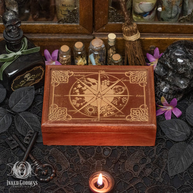 Wheel of the Year Wooden Box for Storing Magickal Supplies