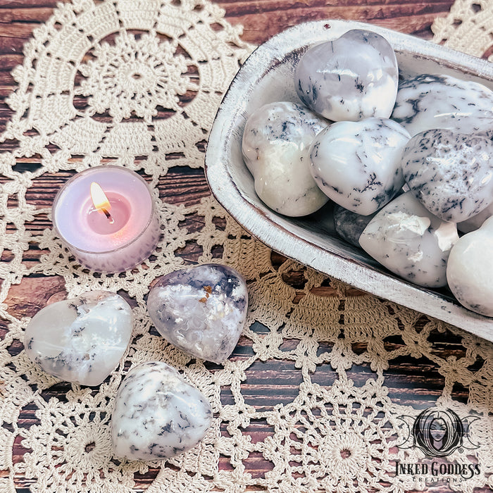 Merlinite White Opal Heart for Avalon Magick from Inked Goddess Creations