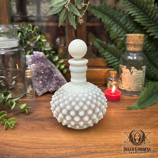 White Vintage Hobnail Moon Water Bottle for Full Moon Rituals