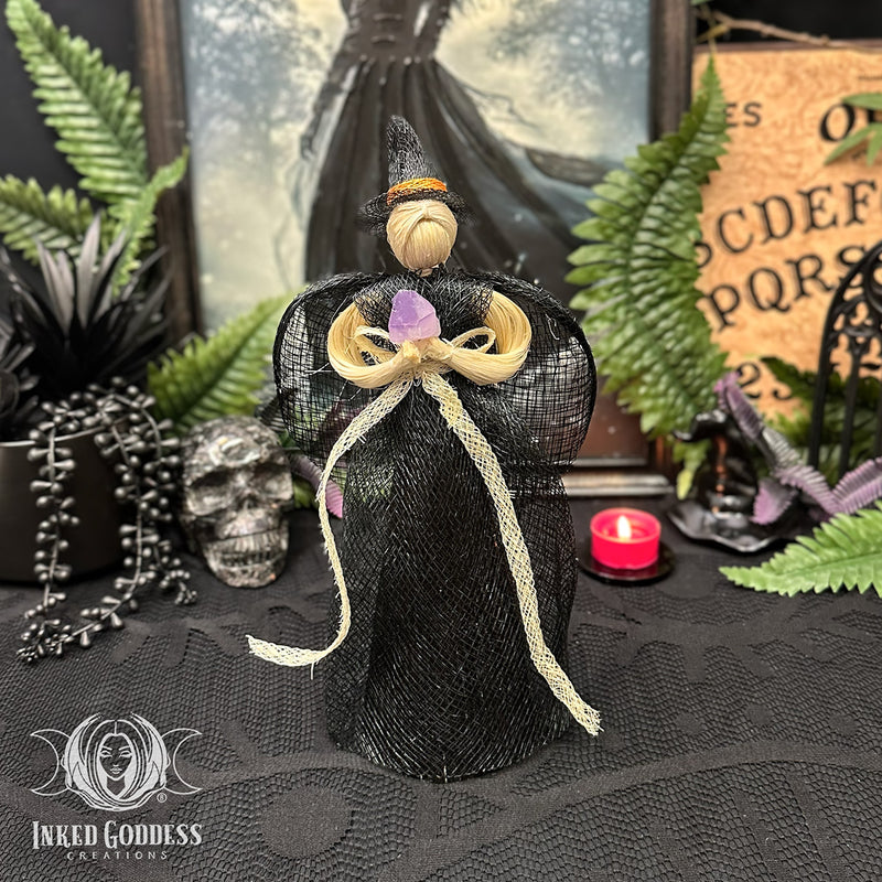Load image into Gallery viewer, Witch Holding Gemstone for Boundary Work &amp; Warding
