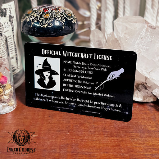 Official Witchcraft License- Fun Card for Witches, exclusive to Inked Goddess Creations