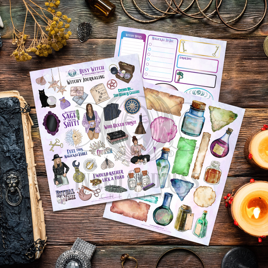 Witchy Journaling Elements Set of 3 Pages - PDF Download