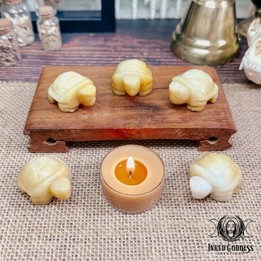 Yellow Agate Gemstone Turtle Carving for Happiness