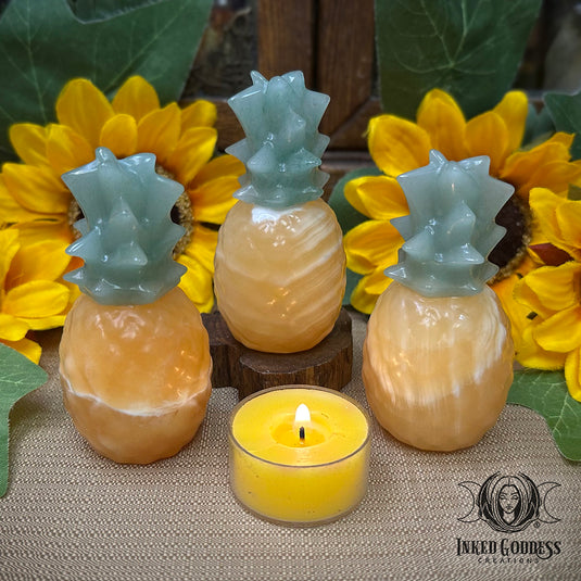 Yellow Calcite & Aventurine Pineapple for Calling in Abundance & Confidence