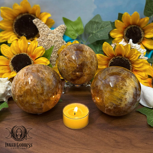 Yellow Hematoid Quartz Sphere for Channeling the Highest Vibes