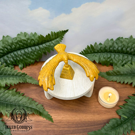 Yellow Jasper Balance Eagle with Pyramid for Joyful Beginnings