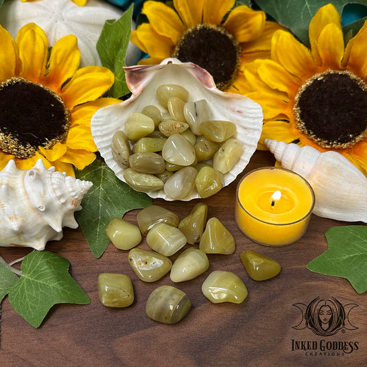 Yellow Opal Tumbled Gemstone for Strong AF Confidence