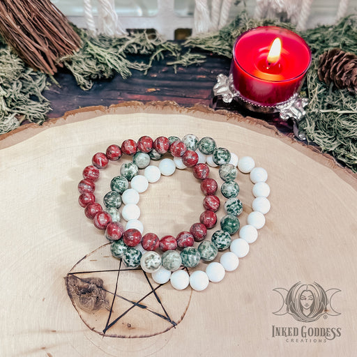 Yuletide Gemstone Bracelet Set for Peace and Tranquility