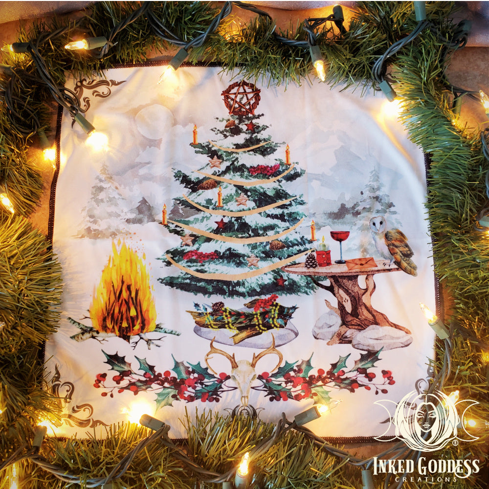 Yule Altar Cloth for Winter Solstice Magick- Inked Goddess Creations
