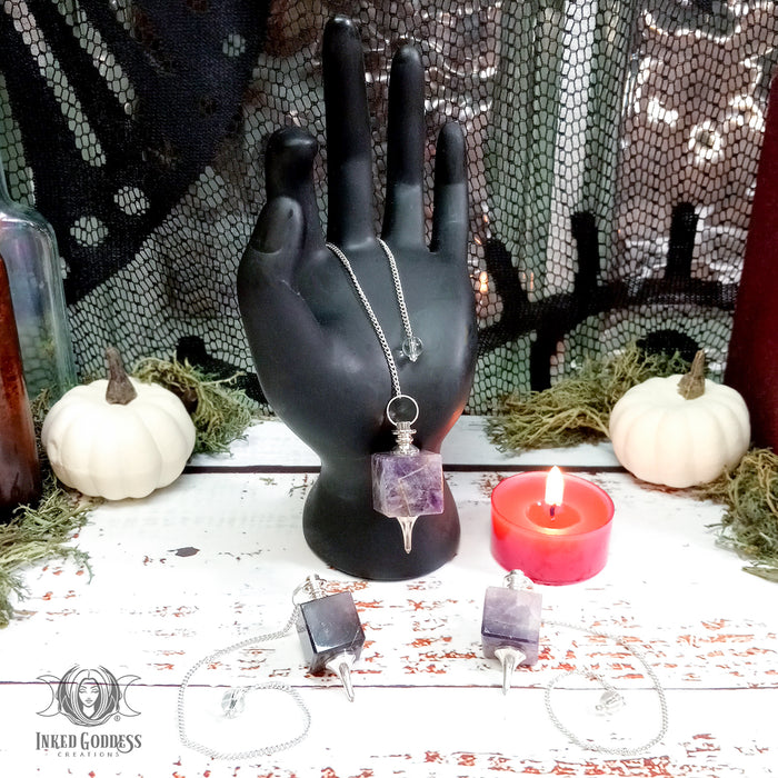 Amethyst Cube Pendulum for Grounded Divination- Inked Goddess Creations