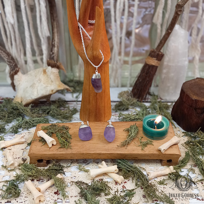Amethyst Tumbled Gemstone Necklace for Intuition- Inked Goddess Creations