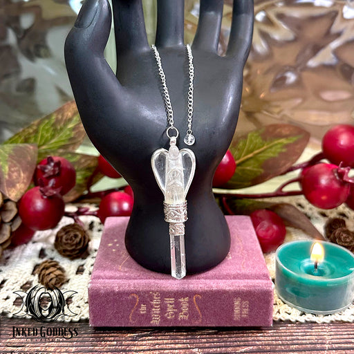 Carved Angel Clear Quartz Pendulum for Guided Divination- Inked Goddess Creations