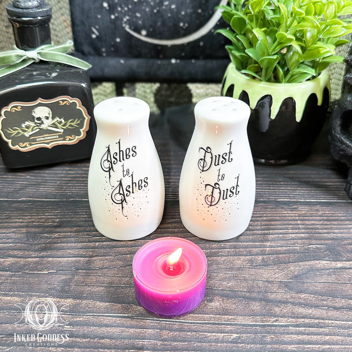 Ashes to Ashes, Dust to Dust Salt and Pepper Shaker Set- Inked Goddess Creations