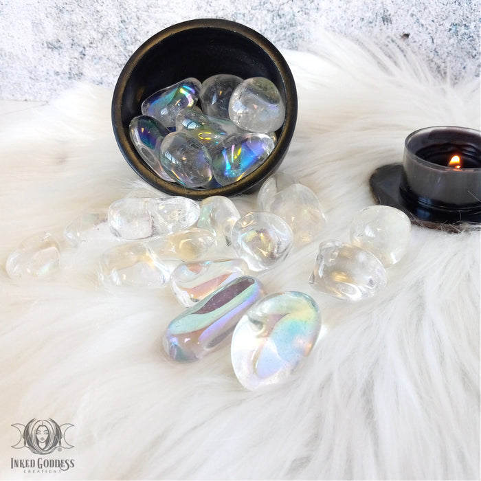 Aura Quartz Tumbled Gemstone for Harmony- Inked Goddess Creations