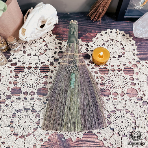 Aventurine Triquetra Besom for Clearing Energy- Inked Goddess Creations