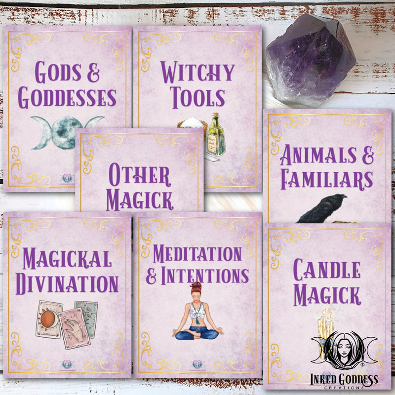 Load image into Gallery viewer, Book of Shadows Divider Pages- Set of 14- PDF Download- Inked Goddess Creations
