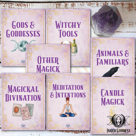 Book of Shadows Divider Pages- Set of 14- PDF Download- Inked Goddess Creations