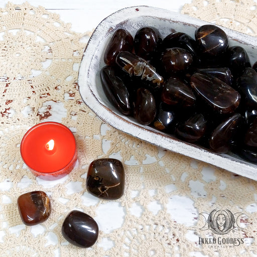 Black Cherry Amber Tumbled Gemstone for Lower Chakra Opening- Inked Goddess Creations