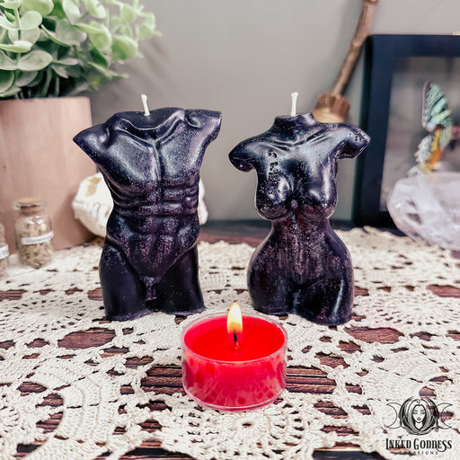 Black Wax Figure Candle- Female or Male- Inked Goddess Creations