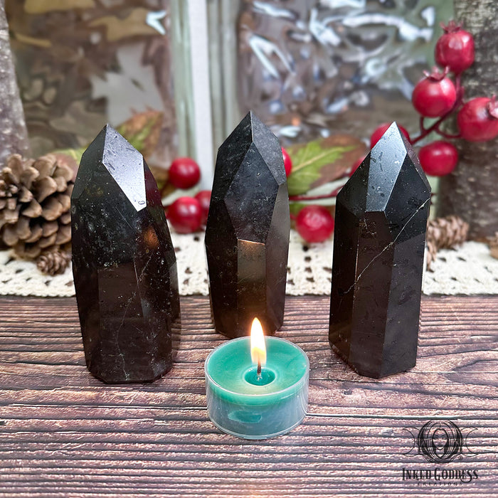 Black Tourmaline Tower for Psychic Protection- Inked Goddess Creations