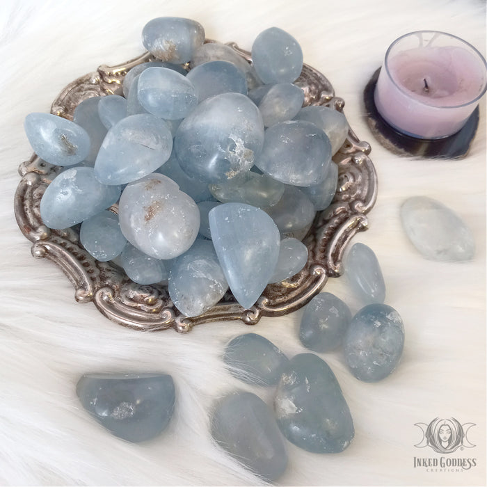 Celestite Tumbled Gemstone for Spirituality- Inked Goddess Creations